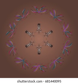 Vector snowflakes background. Snowflake colorful pattern. Flat design with abstract snowflakes isolated on colors background. Vector illustration. Snowflakes pattern.