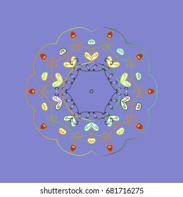 Vector snowflakes background. Snowflake colorful pattern. Snowflakes pattern. Flat design with abstract snowflakes isolated on colors background. Vector illustration.