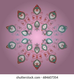 Vector snowflakes background. Snowflake colorful pattern. Snowflakes pattern. Flat design with abstract snowflakes isolated on colors background. Vector illustration.