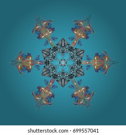 Vector snowflakes background. Snowflake colorful pattern. Flat design with abstract snowflakes isolated on colors background. Vector illustration.