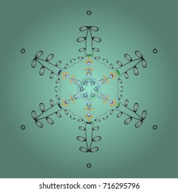 Vector snowflakes background. Snowflake colorful pattern. Vector illustration. Flat design with abstract snowflakes isolated on colors background.