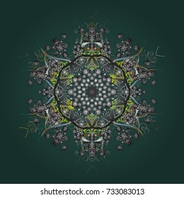 Vector snowflakes background. Snowflake colorful pattern. Vector illustration. Snowflakes pattern. Flat design with abstract snowflakes isolated on colors background.