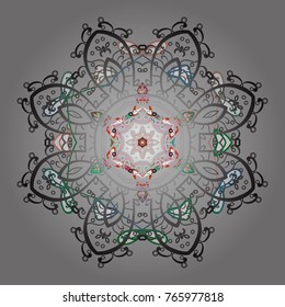 Vector snowflakes background. Snowflake colorful pattern. Snowflakes pattern. Flat design with abstract snowflakes isolated on colors background. Vector illustration.