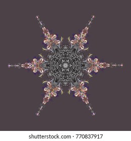 Vector snowflakes background. Snowflake colorful pattern. Vector illustration. Snowflakes pattern. Flat design with abstract snowflakes isolated on colors background.