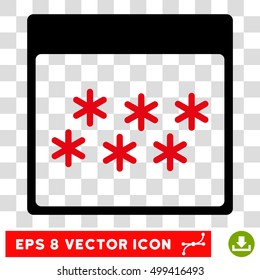 Vector Snowflakes Calendar Page EPS vector pictogram. Illustration style is flat iconic bicolor intensive red and black symbol on a transparent background.