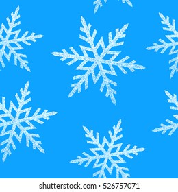 Vector snowflakes Christmas blue seamless pattern wrapping paper texture frozen