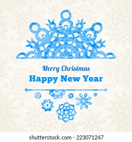 Vector snowflakes for Christmas and New Year's design. Ornate element for winter's background. Ornamental Holiday pattern for greeting cards. Elegant winter lacy decor and place for your text.