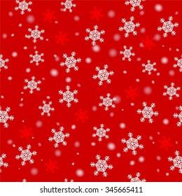 Vector snowflakes Christmas red  seamless pattern