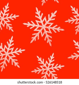 Vector snowflakes Christmas red seamless pattern wrapping paper texture