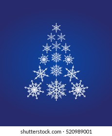 Vector snowflakes Christmas tree form