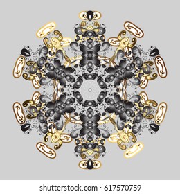 Vector snowflakes and christmas winter pattern. Digital hand drawn of element in the clean, whimsical and modern surface pattern on gray background in colors.