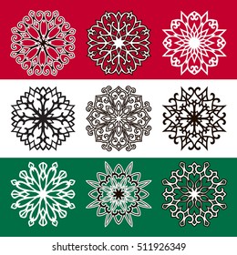 Vector snowflakes collection. Flat snowflakes set. 