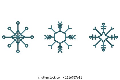 Vector snowflakes of collection isolated. Bright snowflakes vector set. Winter ornament.