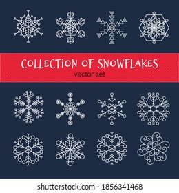 Colección de copos de nieve vectores.  Iconos de copos de nieve. Conjunto de copos de nieve vectorial para su diseño.