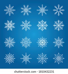Vektorschneeflocken-Design für den Winter. Weihnachtsdesign-Hintergrund, Vektorgrafik. Neujahr. Winterschneeflocken. Schnee. Vektorgrafik