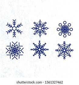 Vector.Set of snowflakes of different shapes on the background.EPS 10