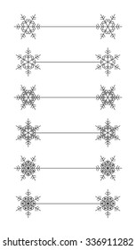 Vector snowflakes divider design black and white Christmas set