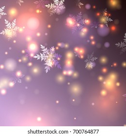 vector snowflakes falling, circling. Beautiful winter background