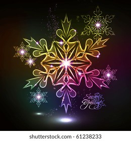 Vector Snowflakes resplandece en la oscuridad