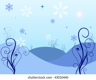 vector snowflakes hills blue versatile winter background design