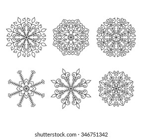 Vector snowflakes icon set for Christmas design. 