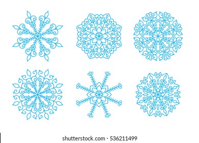 Vector snowflakes icon set for Christmas design.