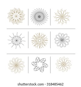 Vector snowflakes icon set on white.