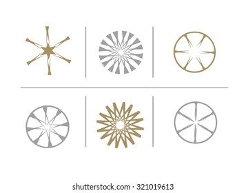 Vector snowflakes icon set on white.