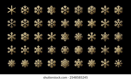 Ícones de flocos de neve vetoriais. Floco de neve dourado. Neve de inverno. Feliz padrão de Natal