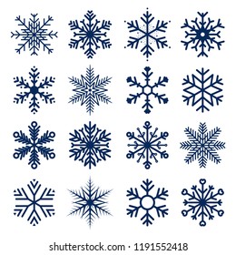 Iconos vectores de copos de nieve. Conjunto de texturas de copos de nieve para la decoración