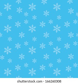 Vector Snowflakes on Blue Background Seamless Pattern