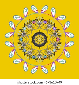 Vector snowflakes on colorful background. Abstract minimal ornamental pattern background.