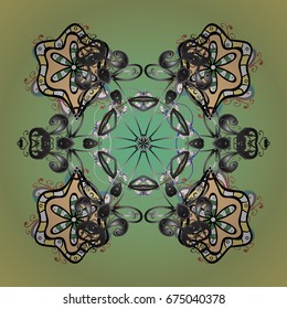 Vector snowflakes on colorful background. Abstract minimal ornamental pattern background.