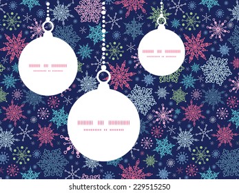 Vector snowflakes on night sky Christmas snowflake silhouette pattern frame card template