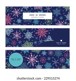 Vector snowflakes on night sky Christmas snowflake silhouette pattern frame card template