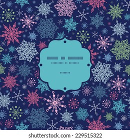 Vector snowflakes on night sky Christmas snowflake silhouette pattern frame card template