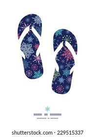 Vector snowflakes on night sky flip flops silhouettes pattern frame