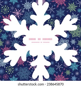 Vector snowflakes on night sky Christmas snowflake silhouette pattern frame card template