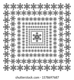 vector snowflakes on a white background. Beautiful winter ornament. black line brush art