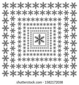 vector snowflakes on a white background. Beautiful winter ornament. black line brush