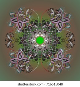 Vector snowflakes pattern. Vector cute snowflakes on colorful background. Vector illustration.