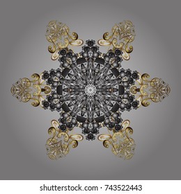 Vector snowflakes pattern. Vector cute snowflakes on colorful background. Vector illustration.
