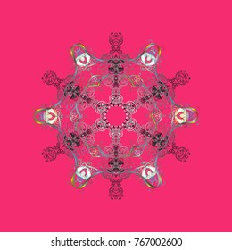Vector snowflakes pattern. Vector cute snowflakes on colorful background. Vector illustration.