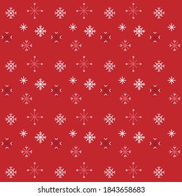 Vector snowflakes pattern on red background