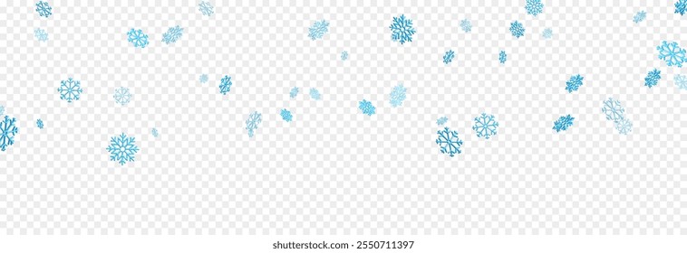 Vector copos de nieve png. Copos de nieve que caen sobre fondo transparente. Tormenta de nieve, nevada. Invierno o Navidades de fondo.