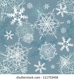 Vector snowflakes seamless background, winter, Christmas, New Year theme