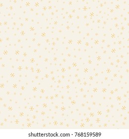 Vector snowflakes seamless pattern. Vector seamless gold snowflakes pattern. Stylish doodles. Modern graphic design. Hipster creative tileable print. Snowflakes pattern, illustration, texture. EPS 10.
