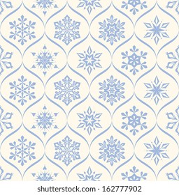 Vector snowflakes seamless pattern. Perfect for winter holidays design.