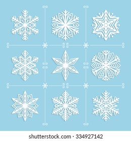 Vector snowflakes set. Beautiful winter icons  for christmas. Vector illustration EPS 10.