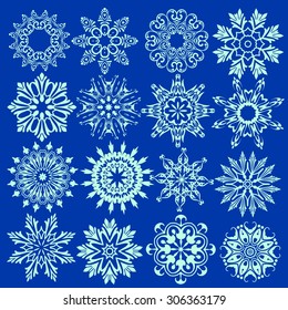 Vector snowflakes set for Christmas design.